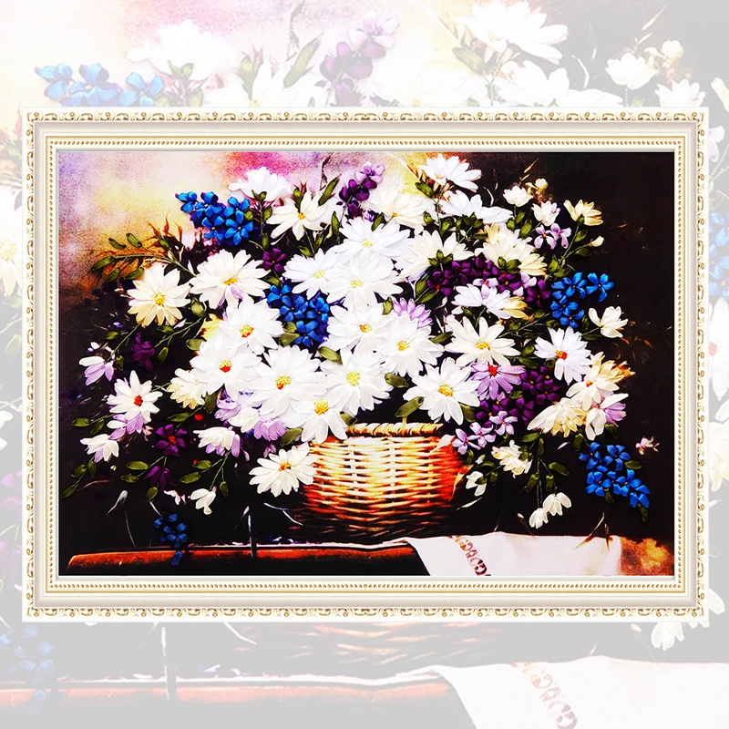 DIY bordado de flores Kit de bordado de margaritas de punto de 