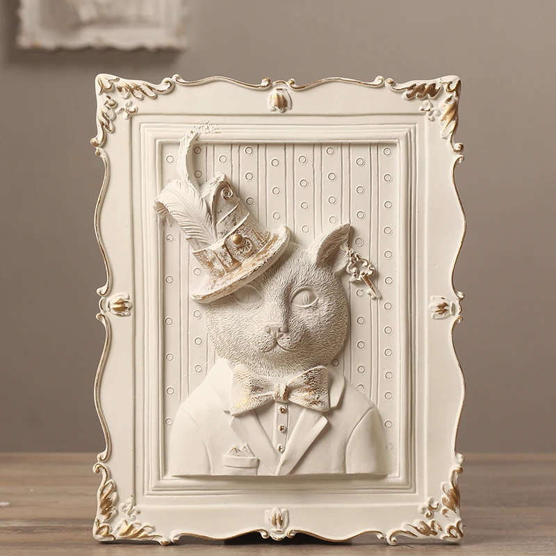 

Simple modern cat frame wall decoration retro animal head decoration creative wall hanging decoration