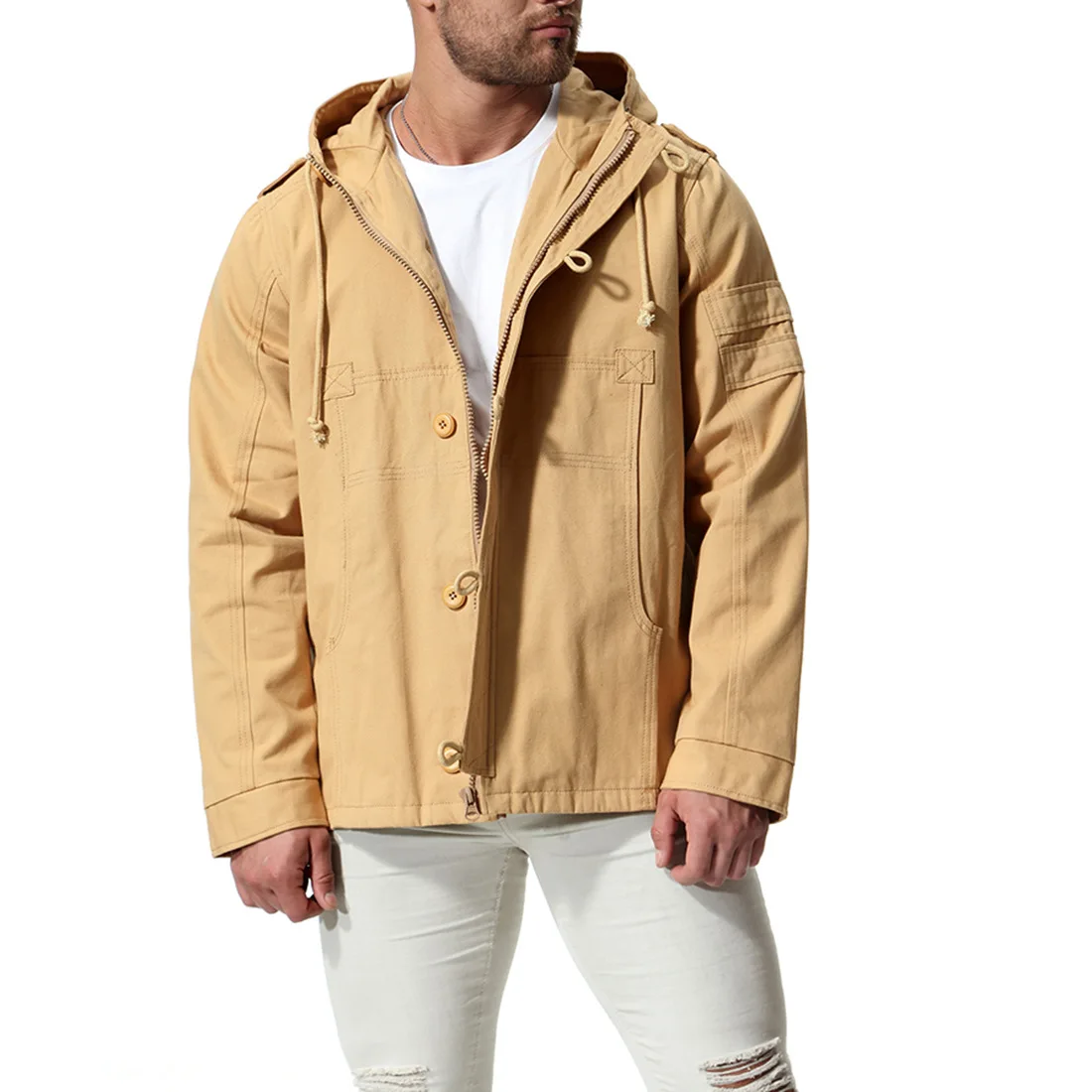 Nz686 Lâche Capuche Homme army Noir Casual Poitrine Automne Chaqueta Mujer Blousons Hommes Avec Manteau Unique kaki Green Veste 4g11O