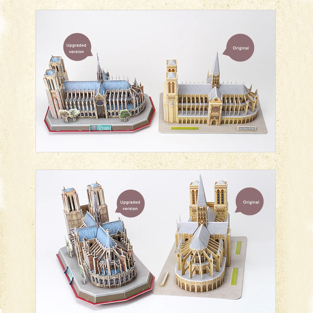 3D головоломки светодиодный освещения Нотр-Дам де Пари Архитектура модель 149 шт DIY игрушки оптом наука и образование игрушки
