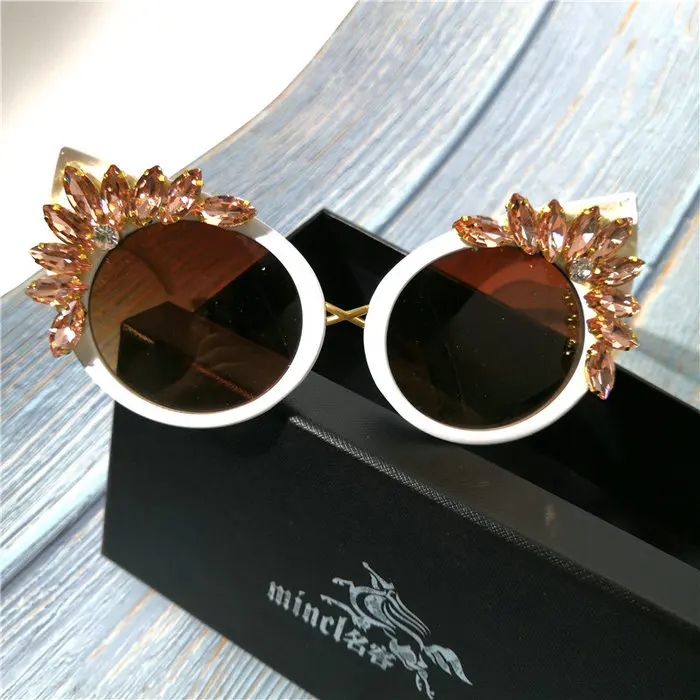 Модные плоские верхние солнцезащитные очки с бриллиантами Женские Модные Черные кошачьи солнцезащитные очки со стразами брендовые дизайнерские женские FML