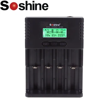

100% Soshine H4 LCD Universal Adjustable Charger For 26650 18650 16340 Li-ion LiIFePO4 NiMH 1.2V C AA AAA +Car charger+AC Power