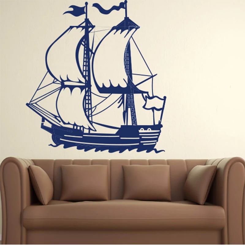Baby Nursery Cartoon Sailboat Wall Stickers Kids Room Creative Sailboat