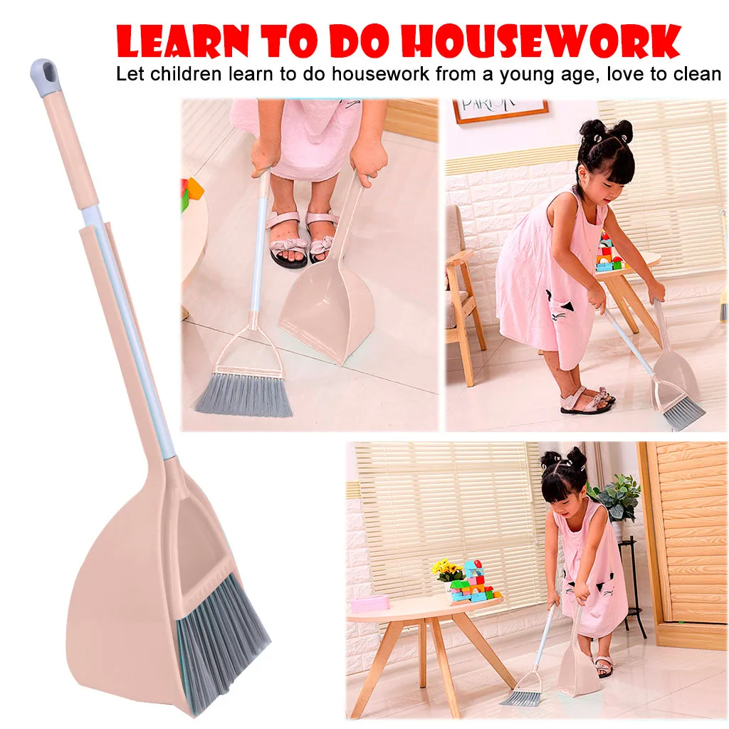 

Children Pretend Role Play Kids Housekeeping Cleaning Tools Set-3pcs Small Mop Small Broom Small Dustpan Educational Toy T9#