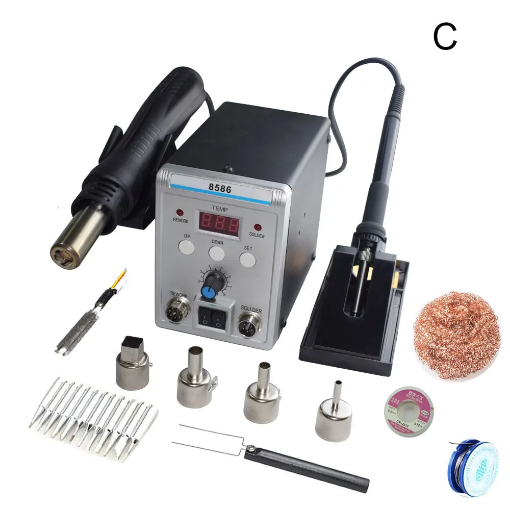 Online Nuevo Eruntop 8586 pantalla Digital doble soldador eléctrico + pistola de aire caliente DIY mejor estación de retrabajo SMD