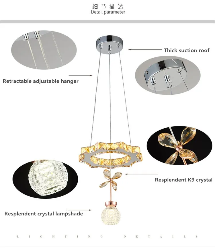 Современный светодиодный светильник-люстра из нержавеющей стали lustre para sala светодиодный Kroonluchter комнатная Подвесная лампа хрустальная люстра светильник