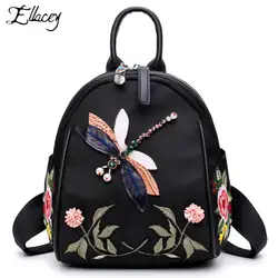2019 китайский народ Стиль Для женщин рюкзак бабочка цветок вышивка школьные сумки для девочек-подростков дамы походный рюкзак для ноутбука