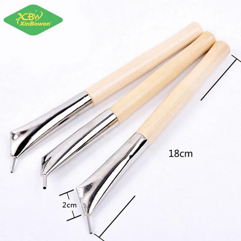 3pcs/lot High Quality Wooden Handle Batik Wax Carving Tools Clay sculpture tools Polymer ferramenta Pottery Tool Art Supplies | Дом и сад