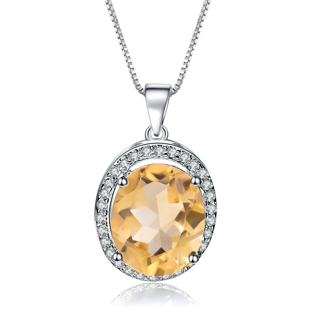 

GEM'S BALLET 1.79Ct Natural Oval Citrine Gemstone Pendant Necklace 100% 925 Sterling Silver Fine Jewelry for Women Wedding