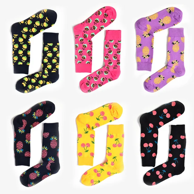 Cocotekk Brand Fashion Colorful Fruit Socks Men Fun Wedding Cocotekk Brand Fashion Colorful Fruit Socks Men Fun Wedding Novelty Pinele Cherry Lemon Pattern Long