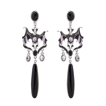 

Black Enamel Drop Earrings Batman Crystal Mystery Resin Gothic Women Long Pendants Spring New Arrival Fashion Jewelry Accessory