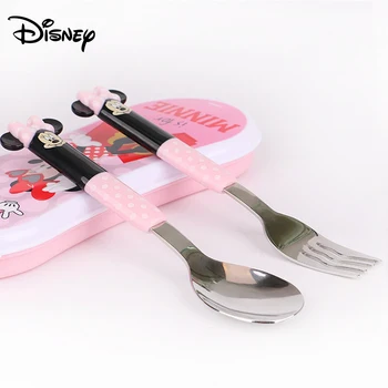 

Disney Minnie children tableware 304 stainless steel household fork spoon portable set stainless steel children tableware set
