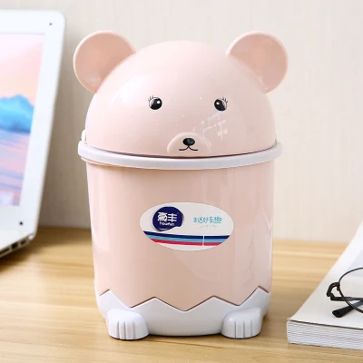Cute Plastic mini Table Dustbin desktop storage trash can Flip Bucket ...