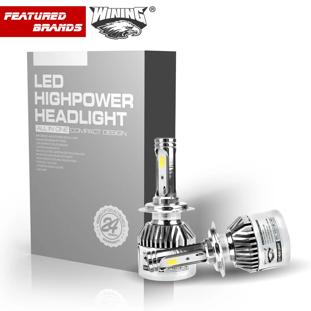 WINING Hot Sale Car LED Headlights H7 H1 H3 H11 H8 H9 HB3 9005 HB4 9006