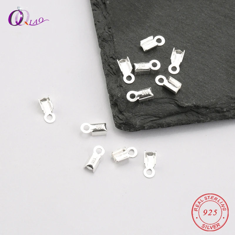 Connecteurs pour cordon de cuir en argent Sterling 925, 8x3mm, 10 pièces, extrémités à sertir, perles, embouts de boucle, fermoirs, pour la fabrication de colliers et de bracelets