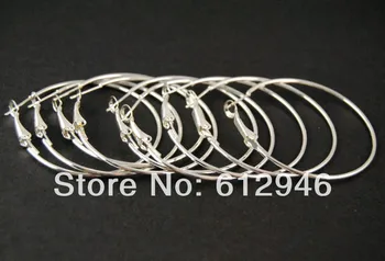 

30 pcs 40mm Silver Color Plated Earring Hooks Metal DIY Jewelry Findings