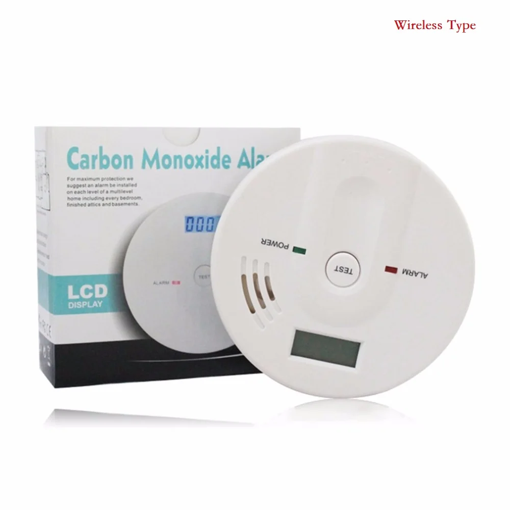 

Wireless Type CO Gas Sensor 85dB Warning High Sensitive LCD Display Carbon Monoxide Poisoning Alarm Detector For Home Security