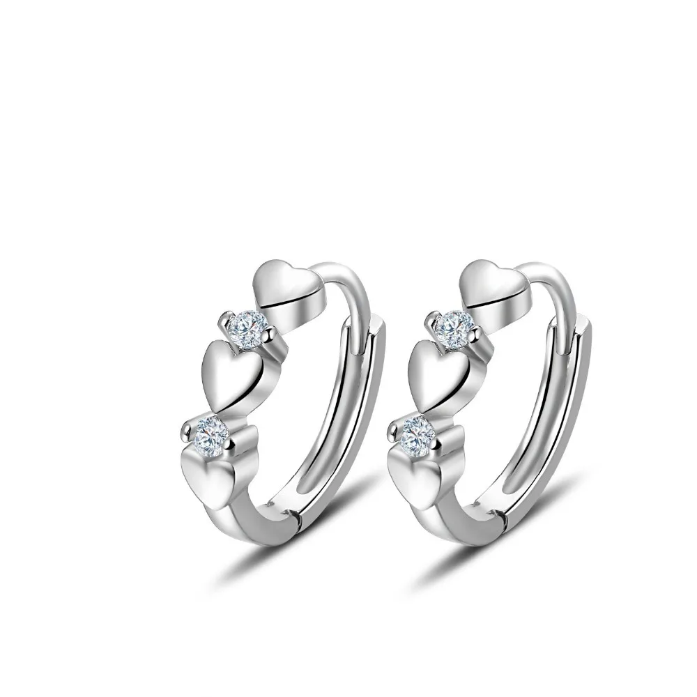 

Fashion Jewelry Concise Sweet Heart Cubic Zircon Hoop Earring For Women Good Gift