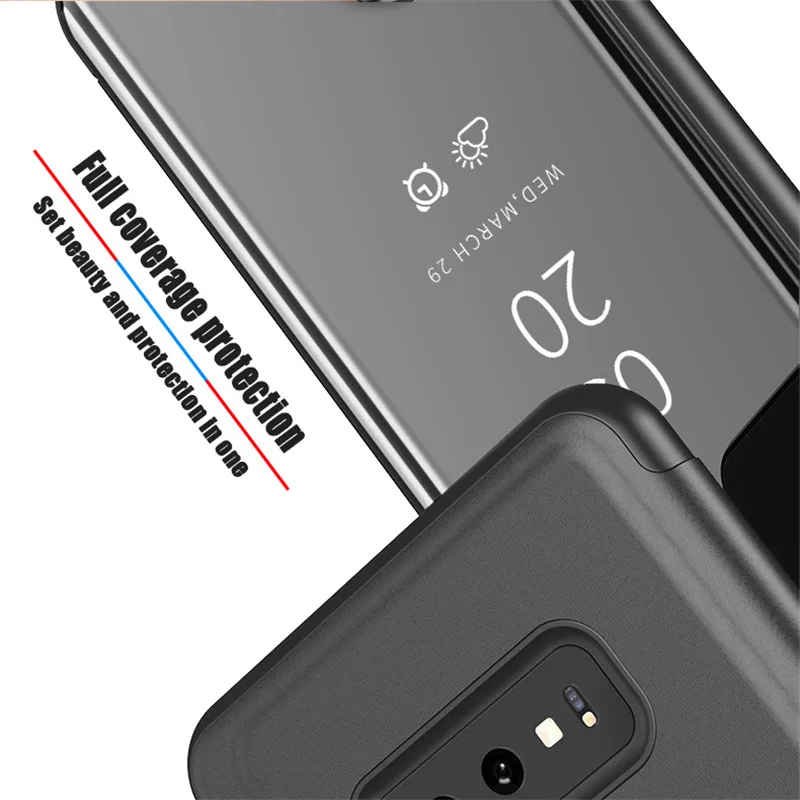 Умный зеркальный флип чехол для телефона Samsung Galaxy S10 S9 S8 S7 S6 Edge Plus S10E Прозрачный Note 9