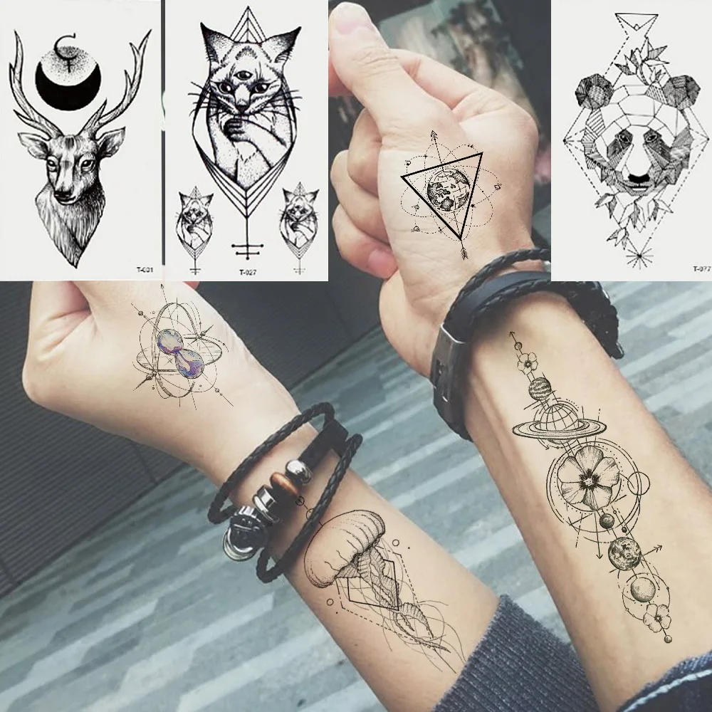 

Water transfer small fresh animal waterproof tattoo sticker pattern black rose sticker cartoonbody tattoo tattoo wolf animal
