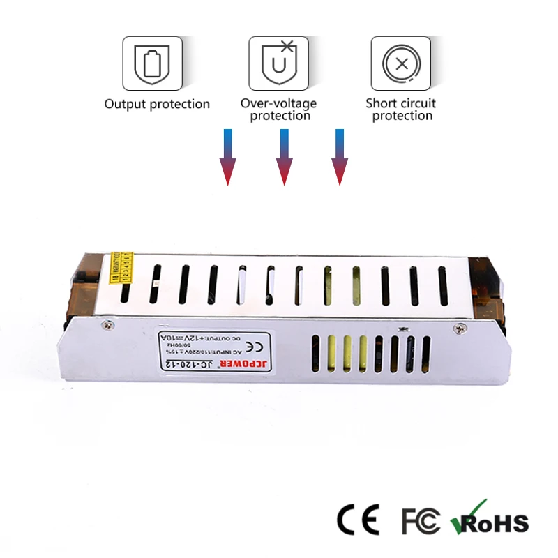 Тонкий 12 в светильник ing трансформатор 5A-30A импульсный источник питания 60 Вт 120 Вт 150 Вт 200 Вт 250 Вт 360 Вт светодиодный адаптер для светодиодных лент светильник