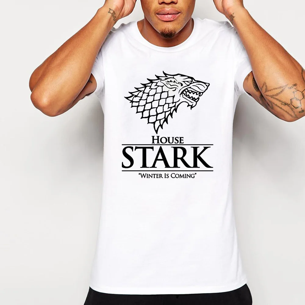 Euro Size Game of Thrones T Shirts Men House Stark Mens Shirt A Song of