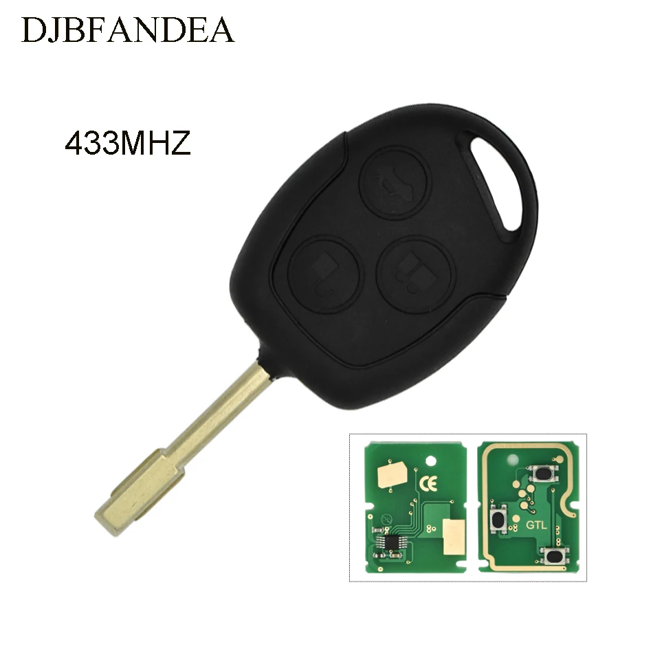

DJBFANDEA 3 Buttons Auto Remote Key Fob 433MHz 4D60 or 63Chip For Ford Mondeo Focus Transit Full Complete Key Car Remote Key