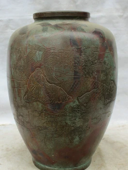 

USPS to USA S2559 13" Ancient Chinese palace Bronze Old Man Tree Crock Pot Jar flower Bottle Vase