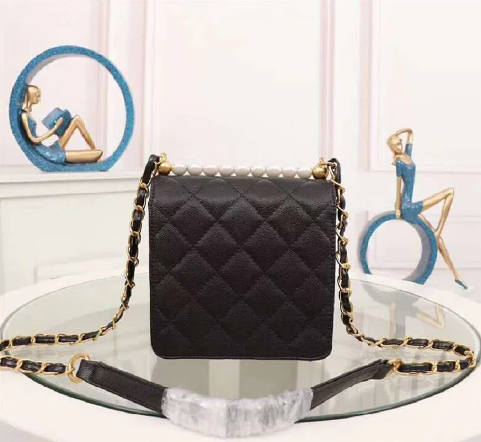 

Famous luxury brand, 100% leather shoulder bag women's crossbody bag, pearl shoulder belt, fashion leisure small square bag