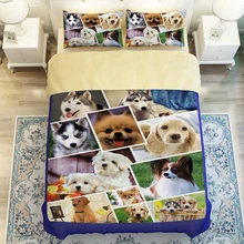 Cute Pet Dog Print Bedding Set High Quality Polyester Sanding Bed Sheet Duvet Cover Set for Twin / Full / Queen / King Size Bed