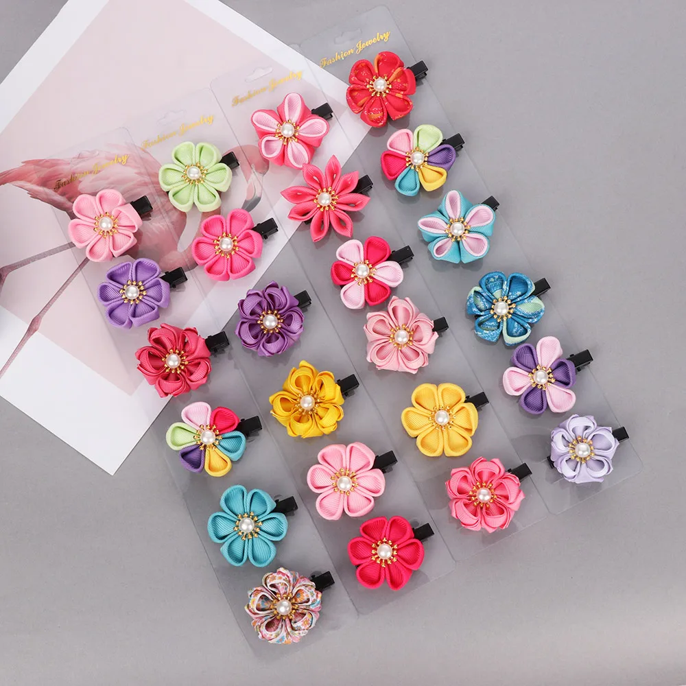 

6Pcs/set Baby Kids Girls Hair Clips Cute Fabric Flower Hairpins Set Cartoon Barrette Party Headwear For Girls Gifts