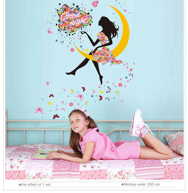 [SHIJUEHEZI] фея девушка наклейки на стену DIY фотообои с бабочками наклейки для детской комнаты детская спальня общежития украшение дома