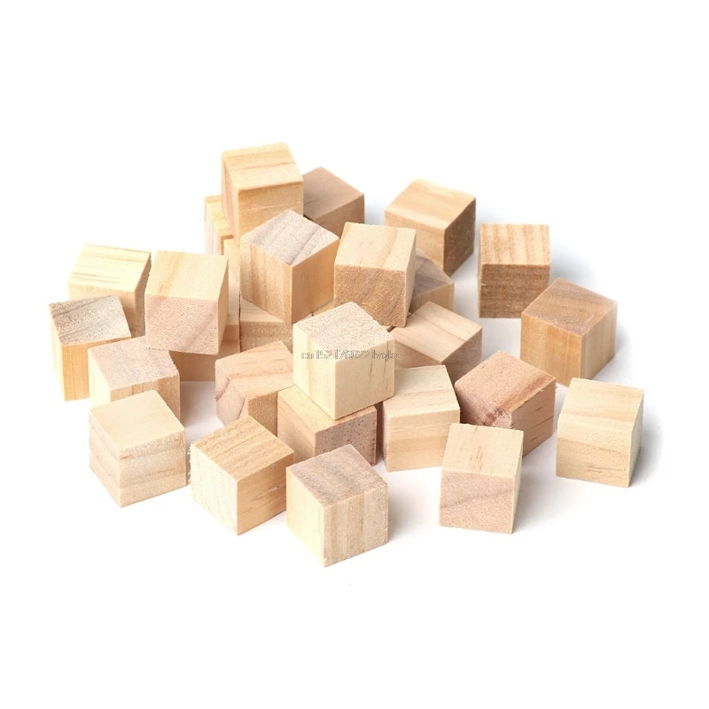 

30pcs 15mm Wooden Square Crafts Kid Cube Building Blocks Geometric Model DIY Fun