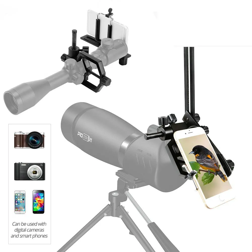 العالمي الفاخرة بالكامل المعادن تلسكوب كاميرا محول الهاتف الذكي محول مع 2 الهاتف بين قوسين ل مجهر الإكتشاف أحادي