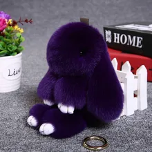 2017 Hot Bunny Keychain Cute Fluffy Pompoms Rabbit Fur Key Chain for Women Girl Bag Car Pendant Keyring Key Ring Trinkets