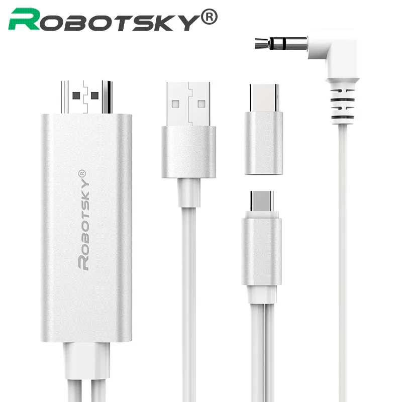 

2 In 1 Type C and Micro USB To HDTV TV HDMI Adapter Digital AV Cable For Samsung Xiaomi Android Phone with Audio USB Cable
