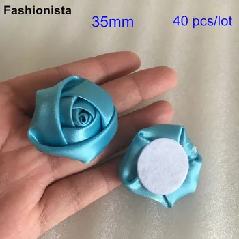 

Free Shipping- 35mm Handmade Fabric Flowers For Hair Clips Flat Back Scrapbook Embellishments Card Making Supplies 40 pcs/lot