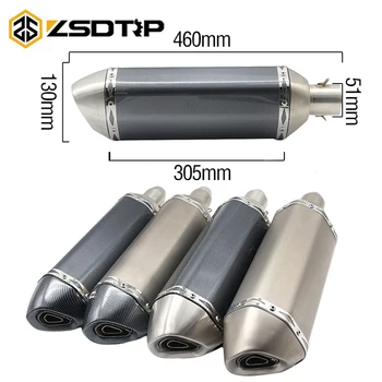 

ZSDTRP 51mm Universal Motorcycle Exhaust Muffler Escape Pipe With DB Killer ATV Dirt Bike Fit For R1 ER6N CBR250R tmax530 cb650f