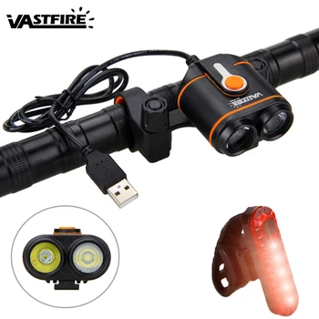 

10000LM 2X XM-L2 LED Bike Lights USB Dual Bicycle Headlight Night Safety Cycling with Battery Pack and Charger