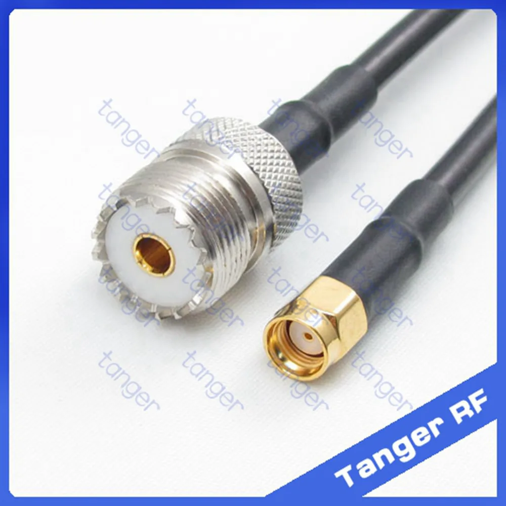 

Hot sale Tanger UHF female jack SL16 SO239 to RP-SMA male connector straight RF RG58 Pigtail Jumper Coaxial Cable 50cm 20inch