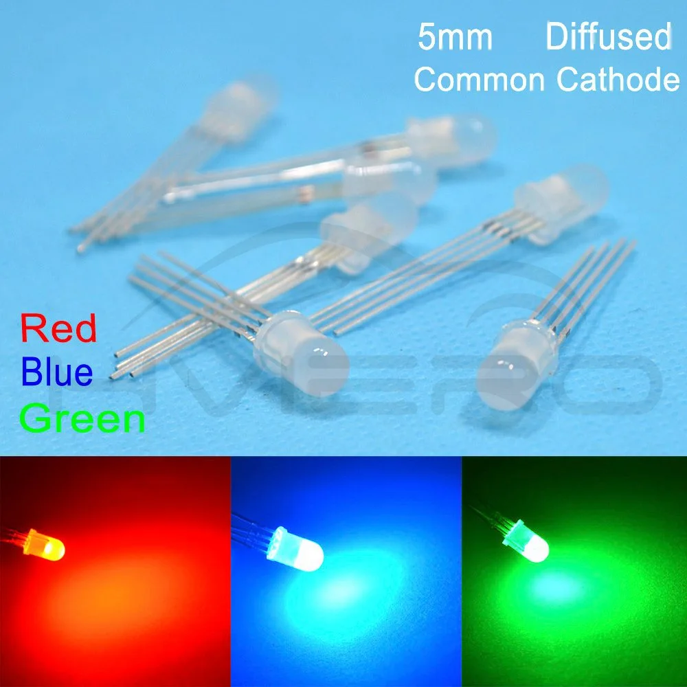 500 шт. F5 5 мм 4pin круглый рассеянный свет rgb трехцветный общий катод общий анод красный зеленый синий светящиеся диоды светодиодный лампы