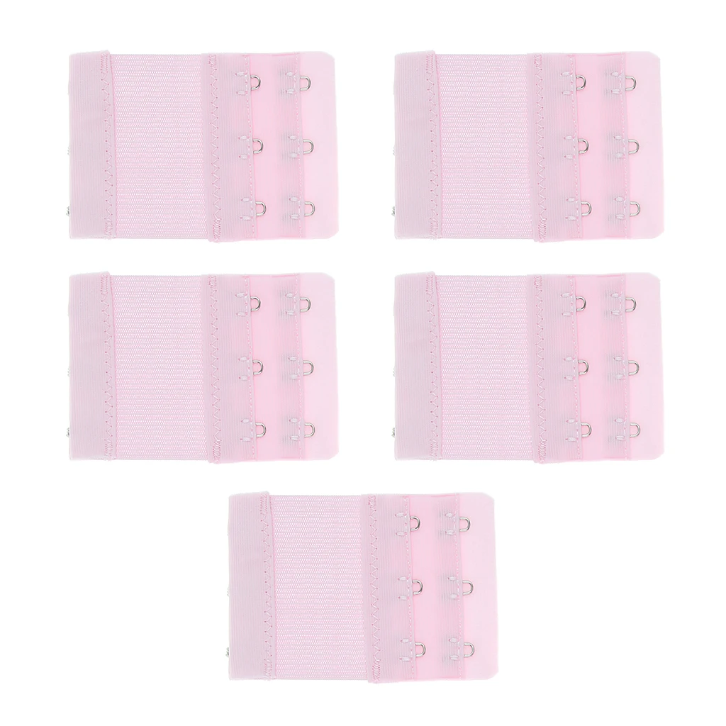 5pcs Adjustable Elastic Bra Extender Strap 3Hook 2Row Bra Extension Replacement Elastic Underwear Extension Clothing Accessories