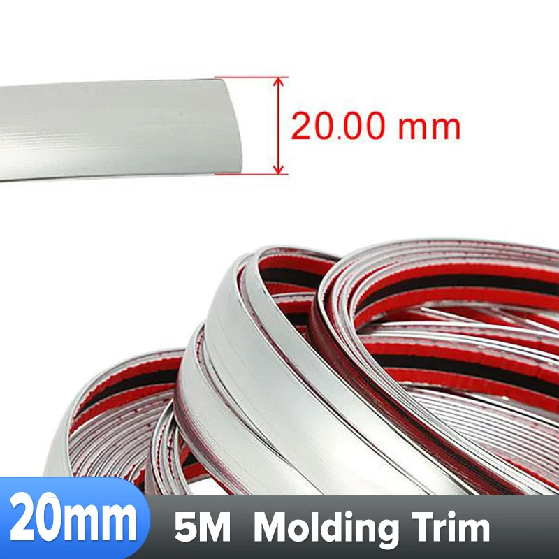 20mm 5M Car Strip Car Flexible Styling Strip Chrome Auto Exterior Interior Bumper Grille