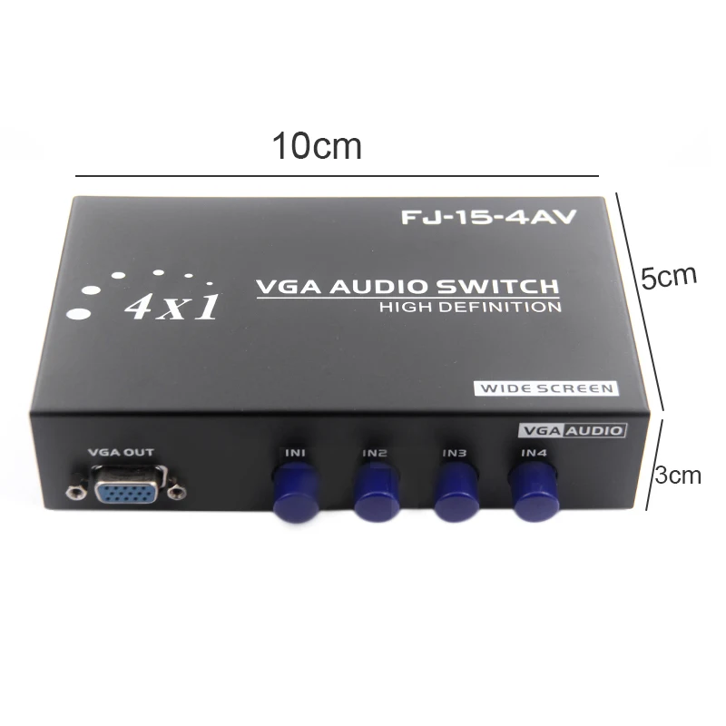 4 Порты и разъёмы аудио + Vga обмена распределительной коробки коммутатор широкий Экран ключ-Пресс переключатель для Hdtv проектора