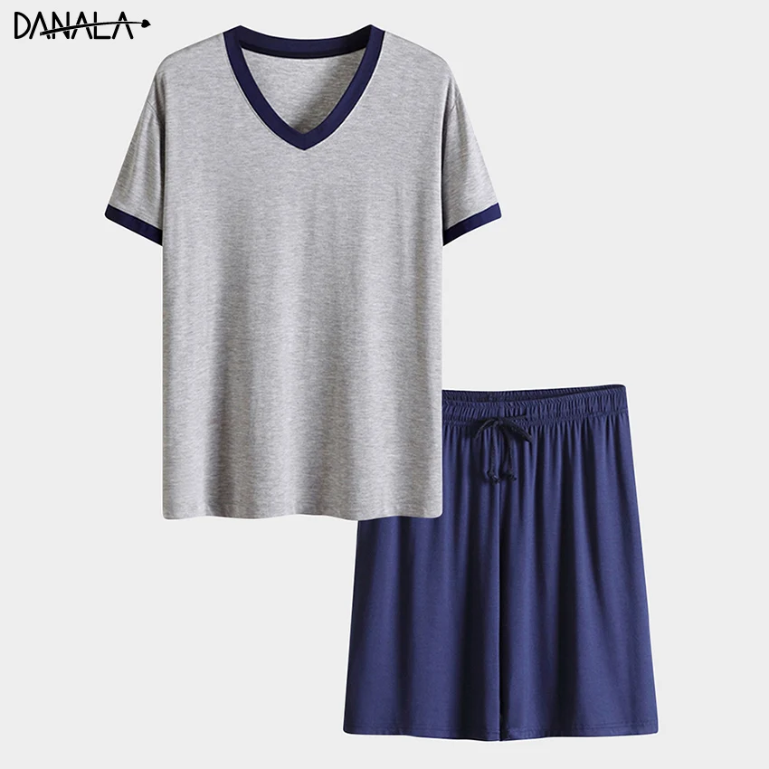 DANALA Modal Casual Women Sleepwear Sets Soft Comfortable Material Vogue V-Neck Short Sleeve Ladies Pajamas Sets