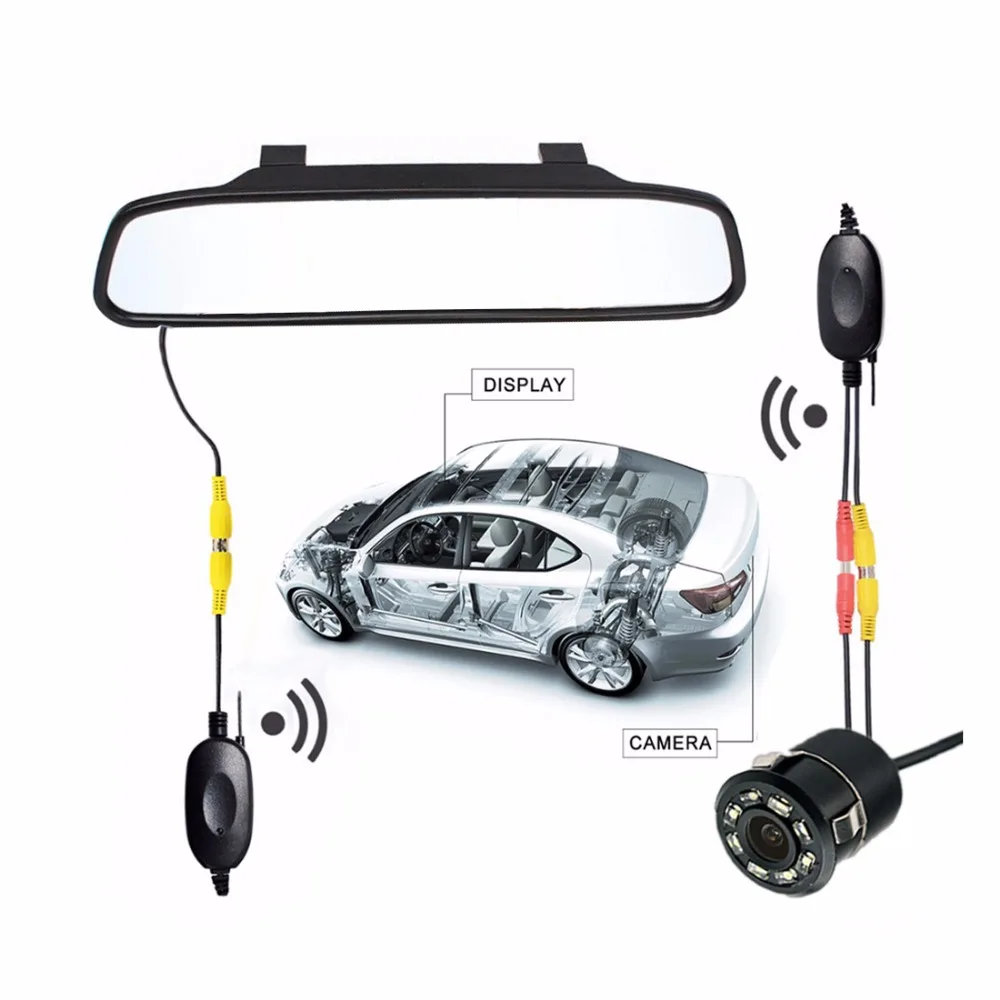 2в1 комплект системы парковки автомобиля беспроводной 4," TFT lcd зеркальный монитор HD экран дисплей+ автоматическая резервная Водонепроницаемая камера заднего вида