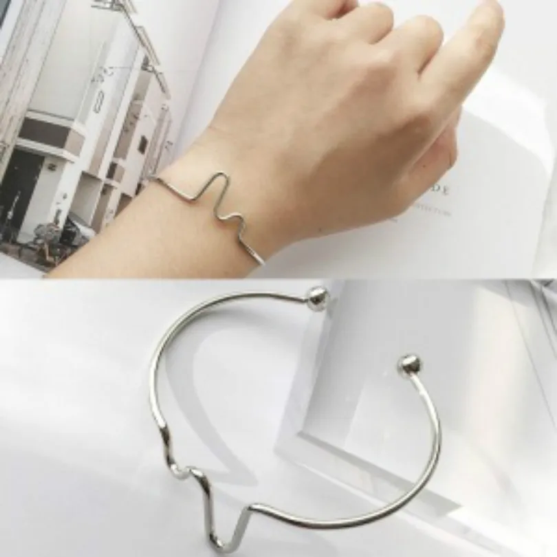 Korean Simple Korean Sweet Students Fresh Bracelet Female Couple Personality Ecg Bending Bracelet Bracelet Men And Women Bracelet Bending Ecg Braceletbracelet Personalized Aliexpress