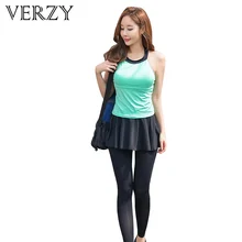 Для женщин наборы для йоги дышащий спортивный костюм без рукавов+ Йога платье+ спортивные Леггинсы 3 шт. спортивная майка для тренировки комплект Фитнес Костюмы