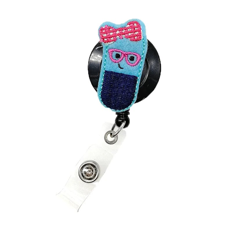 

100pcs/lot Free Shipping Retractable Felt Cute Bandage Badge Reel Nurse Peds RN ID Name Badge Holder