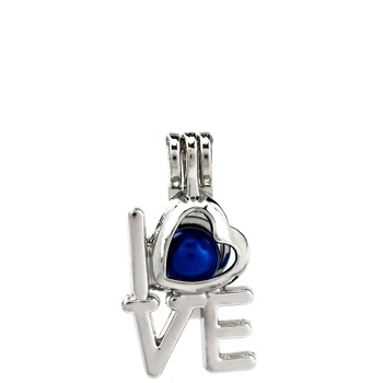 

K844 5pcs/lot LOVE Heart Pearl Beads Cage Pendant Locket Fairytale Party Essential Oil Diffuser